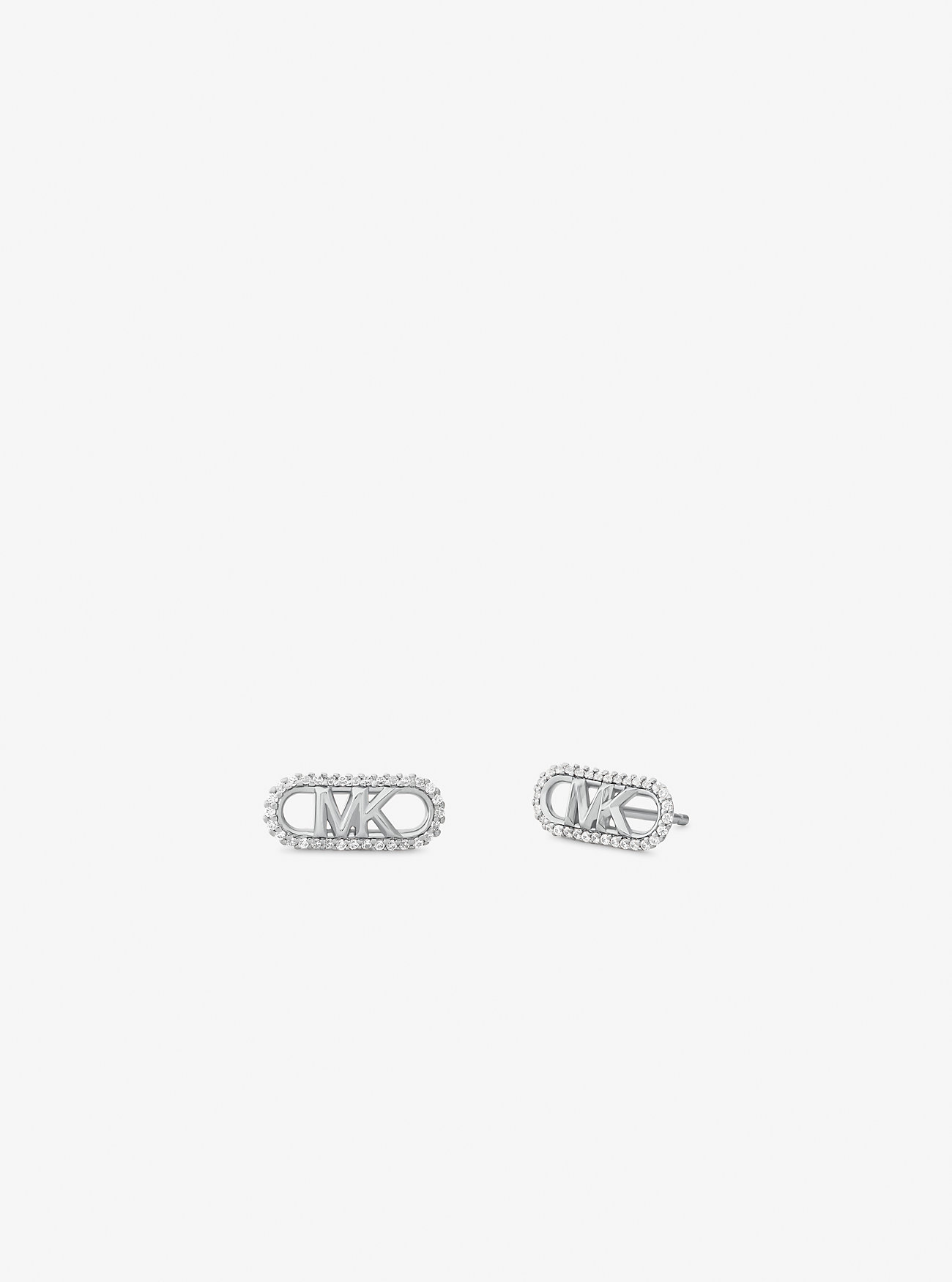 Precious Metal-Plated Sterling Silver Pavé Empire Logo Earrings - SILVER