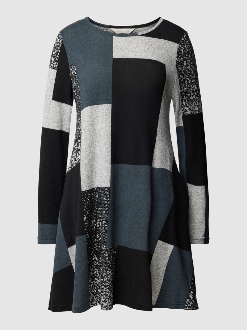 Strickkleid mit Allover-Muster in mittelgrau meliert