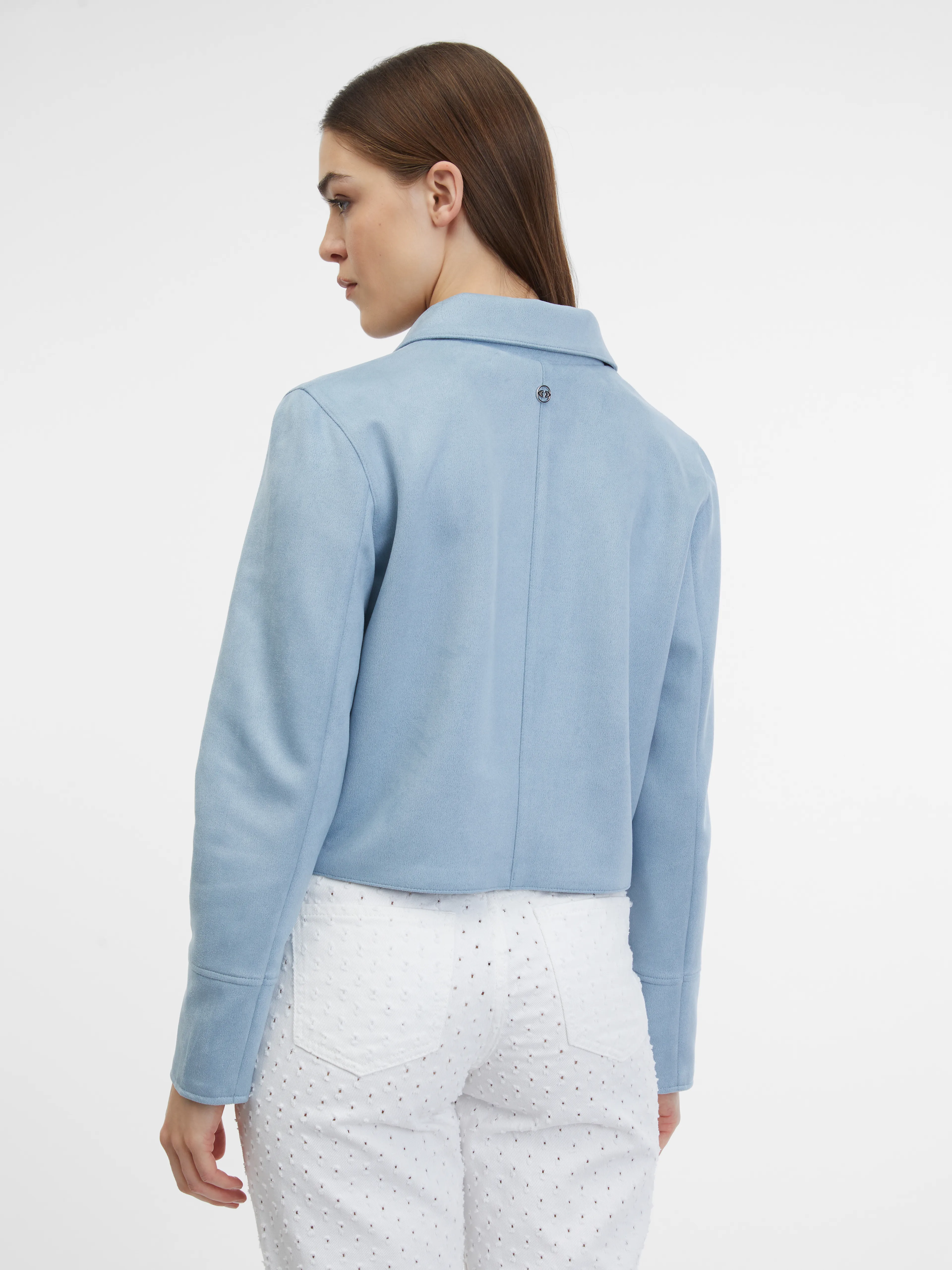 Blaue Damenjacke aus Veloursleder ORSAY