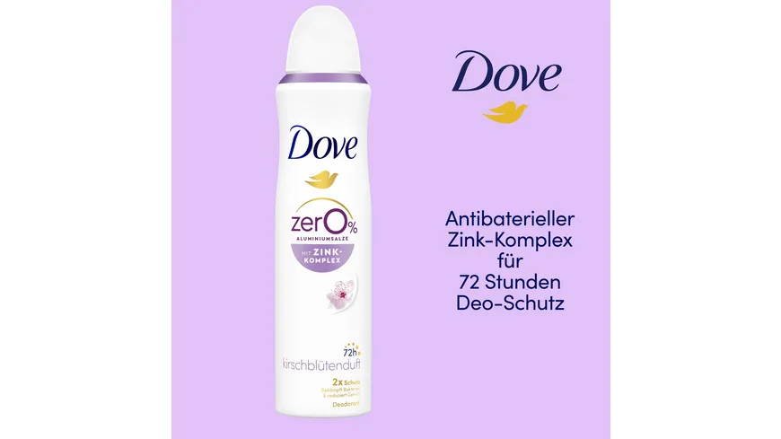 Dove Deodorant-Spray mit Zink-Komplex Kirschblütenduft  0% Aluminiumsalze 150 ml