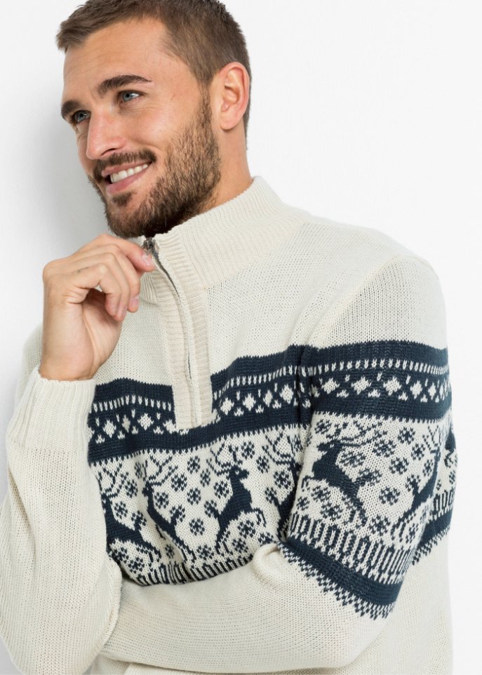 Norweger-Pullover mit Troyerkragen