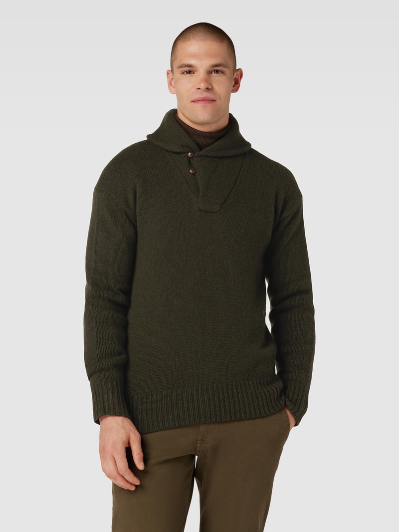 Strickpullover mit überschnittenen Schultern in olivgrün meliert