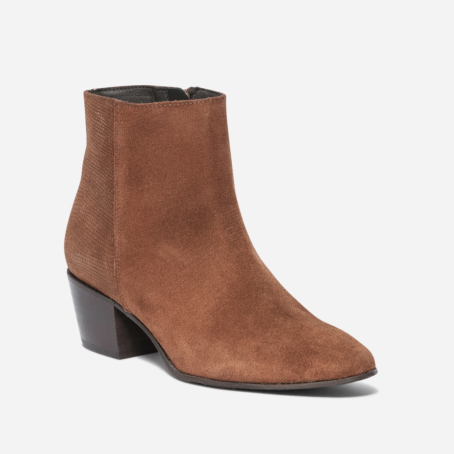 Boots TEXTO rouille éco-conçu cuir velours embossé