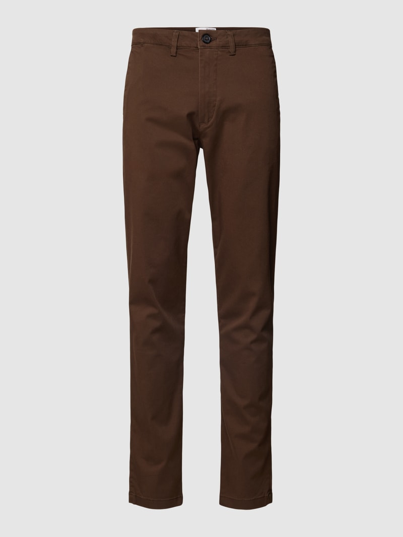 Slim Fit Stoffhose in unifarbenem Design Modell 'Miles' in dunkelbraun
