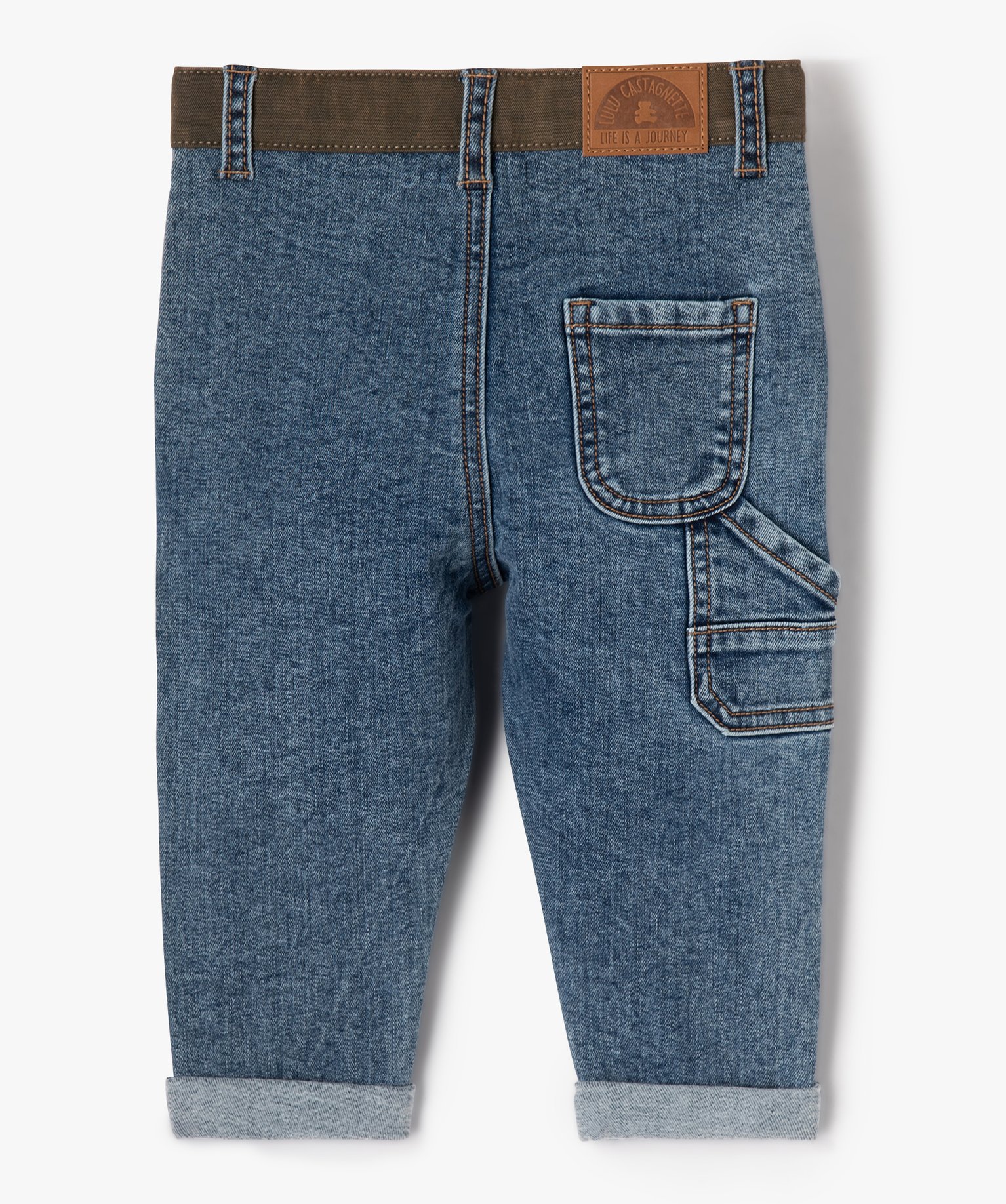 Jean extensible et ceinture contrastante bébé Garçon - L... denim | GEMO