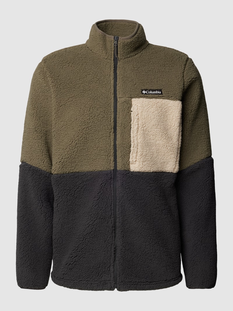 Sweatjacke mit Teddyfell Modell 'Mountain Side' in olivgrün