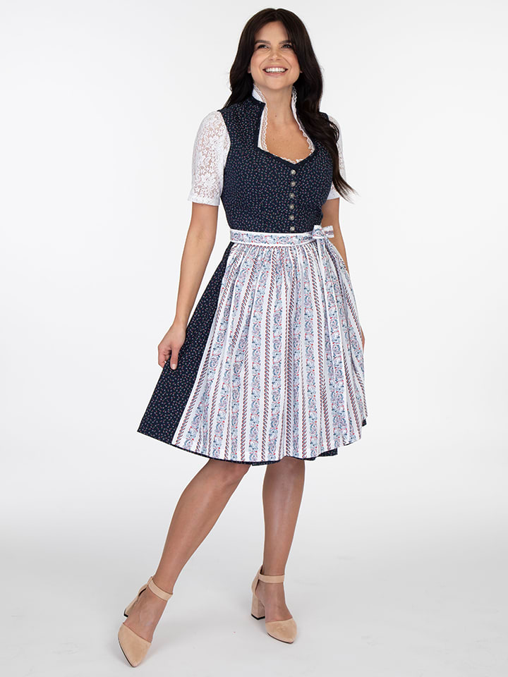 Almsach Dirndl in Dunkelblau/ Weiß günstig kaufen