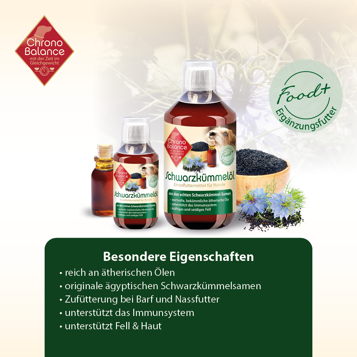 ChronoBalance Ergänzungsfutter & Aufzucht ChronoBalance Schwarzkümmelöl 500 ml