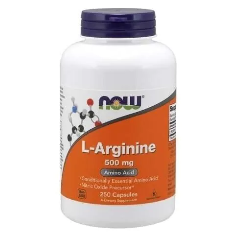 Now Foods L-arginin 500 mg, 250 kapsula