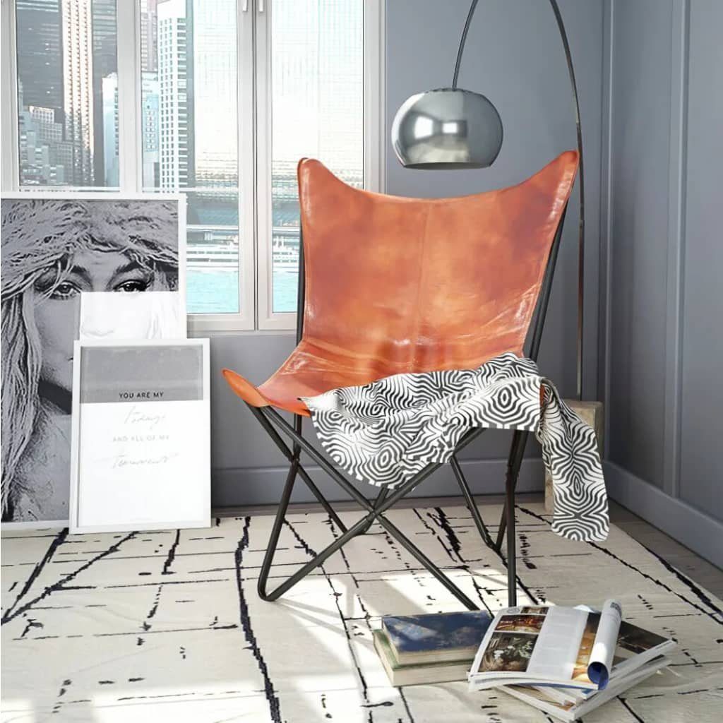 vidaXL Sessel Butterfly-Sessel Braun Echtleder (1-St)