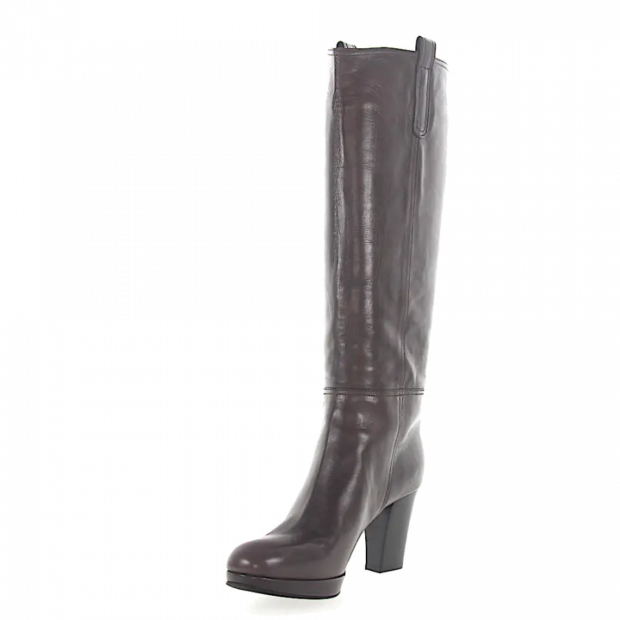 Rossano Bisconti - Stiefel Weitschaft Glattleder Kalbsleder dunkelbraun - grau