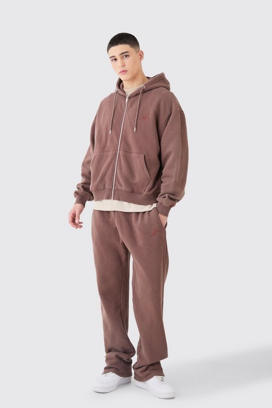 Kastiger Oversize Man Trainingsanzug mit Reißverschluss und Kapuze