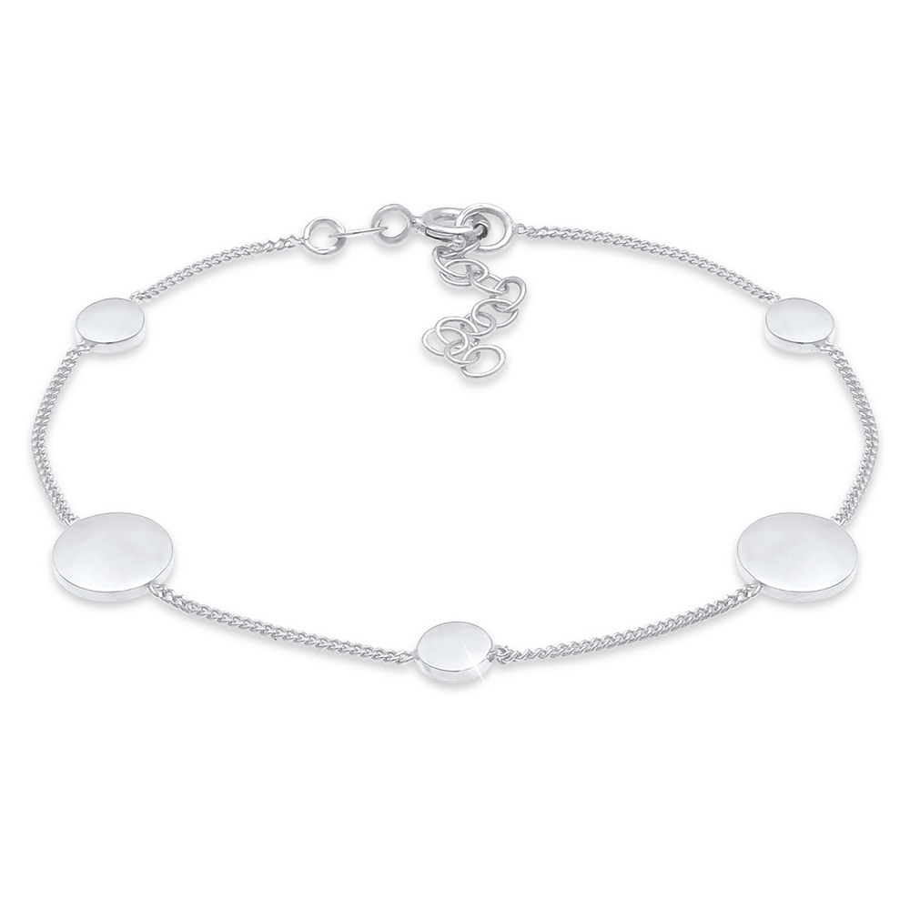Elli Elli Bracelet Cercle des dames - Plaquette ronde brillante en 925/1000 argent mas Bracelet