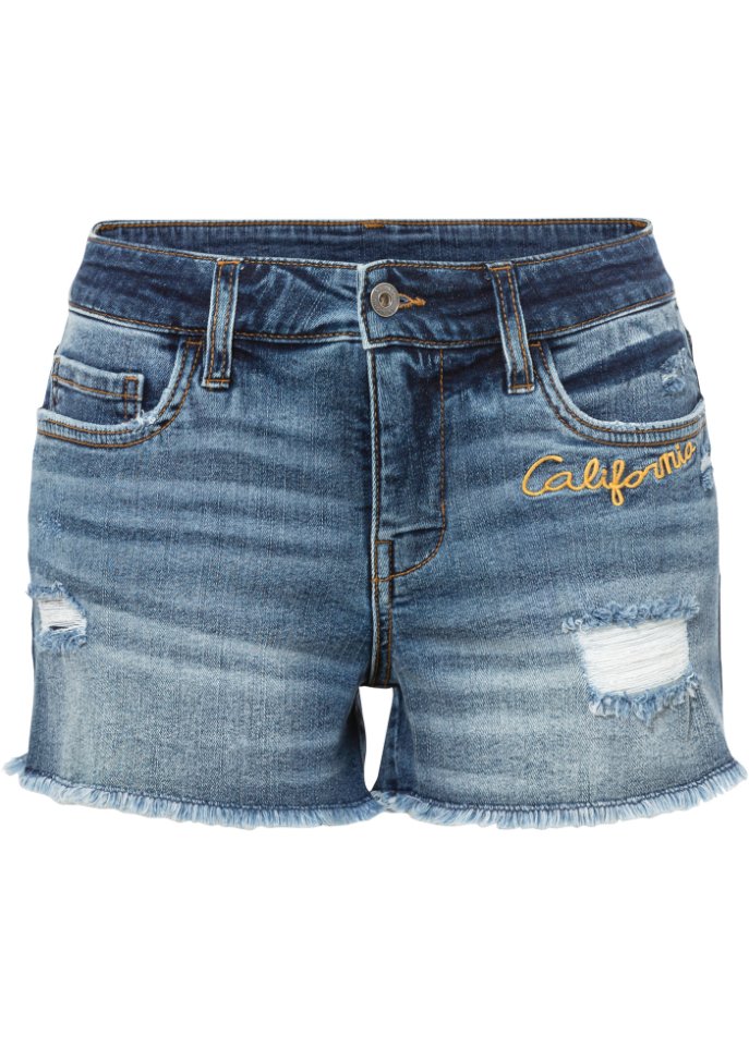 Jeans-Shorts mit Stickerei