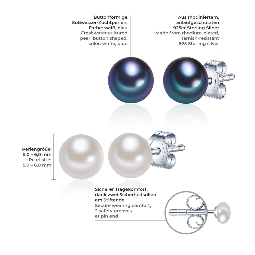 Valero Pearls Puce d'oreille en perle Perle de culture d'eau douce Perle de culture d'eau douce Bijoux