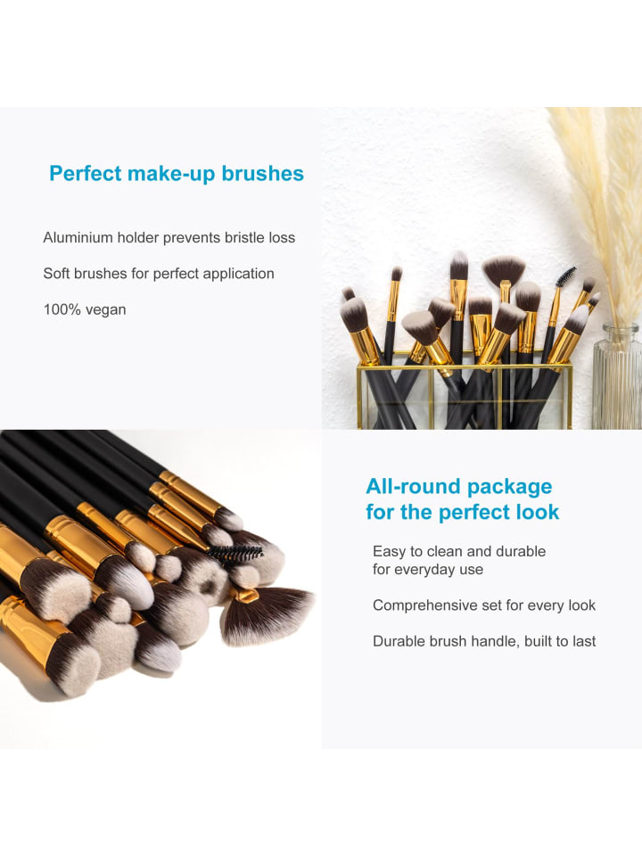 Intirilife Make Up Pinsel Set 16-tlg synthetisches Pinselhaar Schminkpinsel in Schwarz günstig kaufen onesize