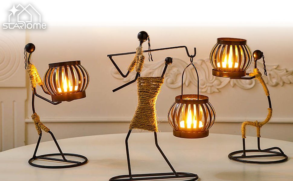 Starhome Teelichthalter Teelichthalter 3er Deko Set .Tischdeko für Esstisch, Wohnzimmer, Küche (3 St., 3er Set mit jeweils einer Figur wie abgebildet)