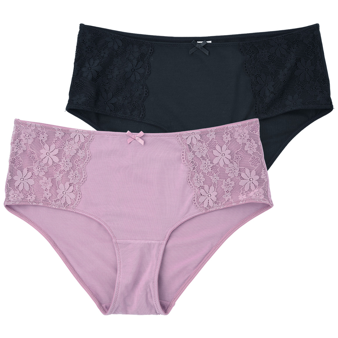 2 Damen Pantys mit Spitzeneinsatz