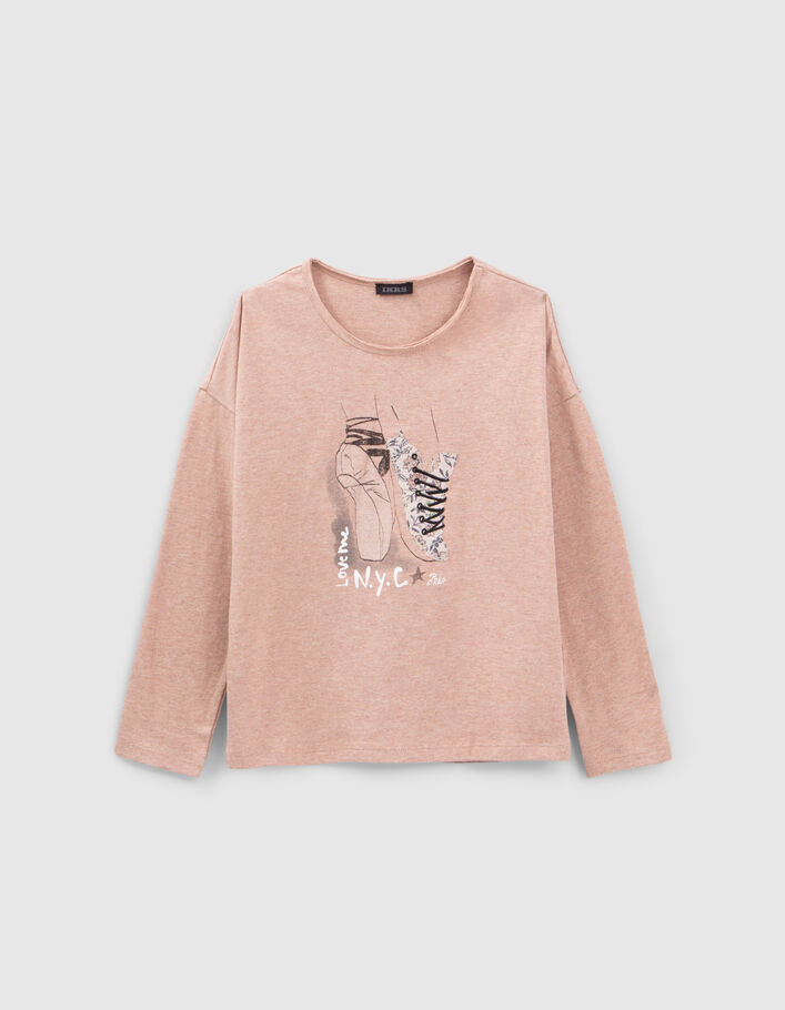 T-shirt rose visuel ballerines-baskets fille