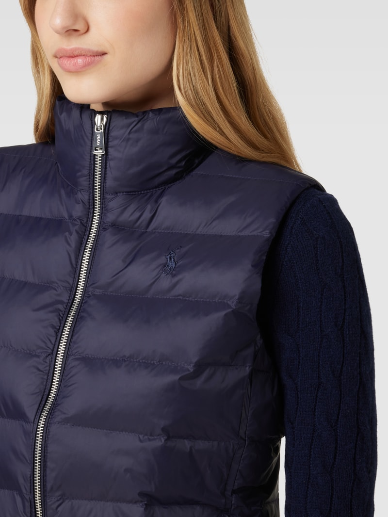 Steppweste mit Label-Stitching in marineblau