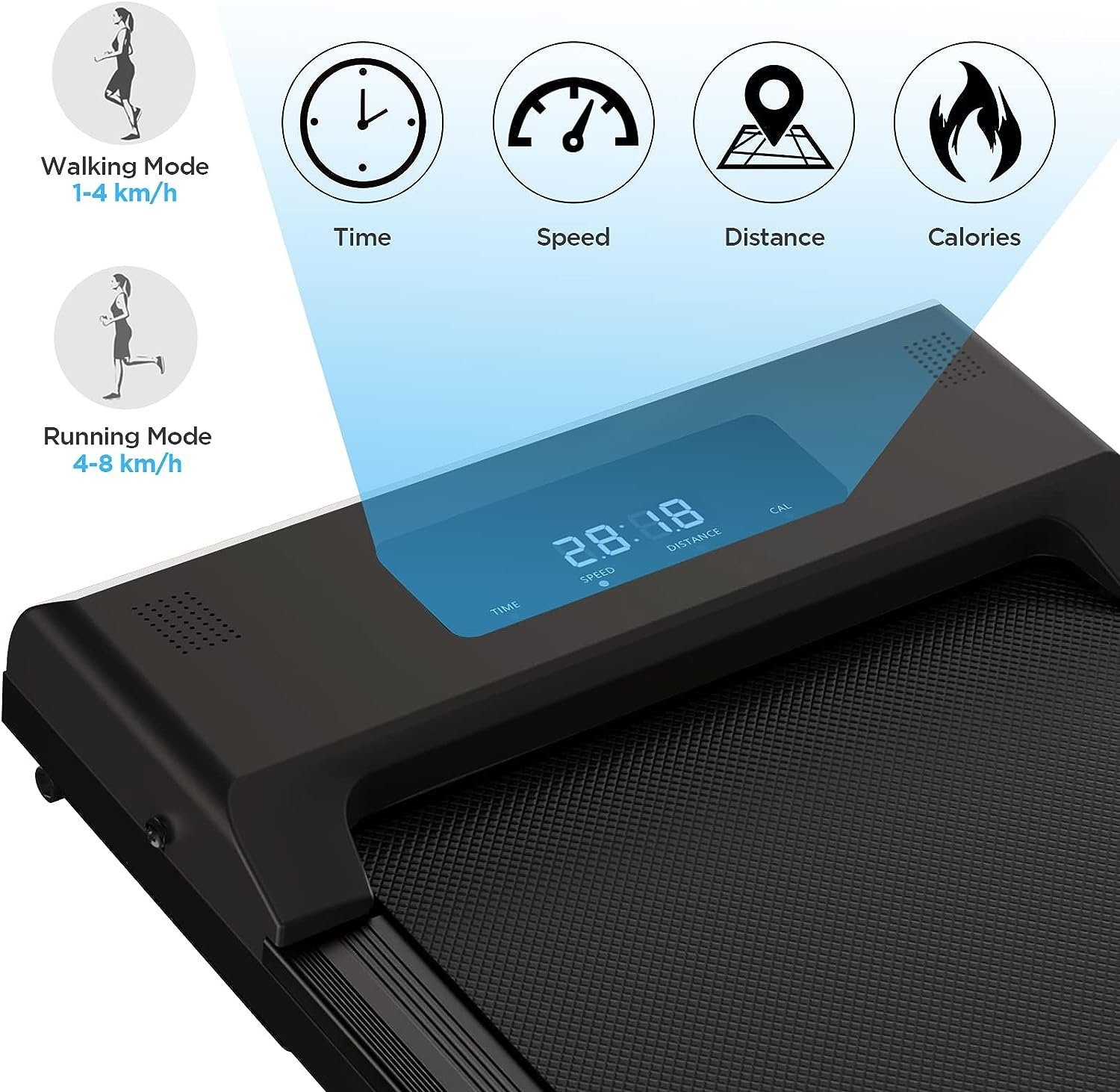 Tvdugim Laufband (Zuhause, Walking Pad, Laufband Schreibtisch für Zuhause und Büro), Schreibtisch für Zuhause und Büro mit Fernbedienung LCD-Anzeige
