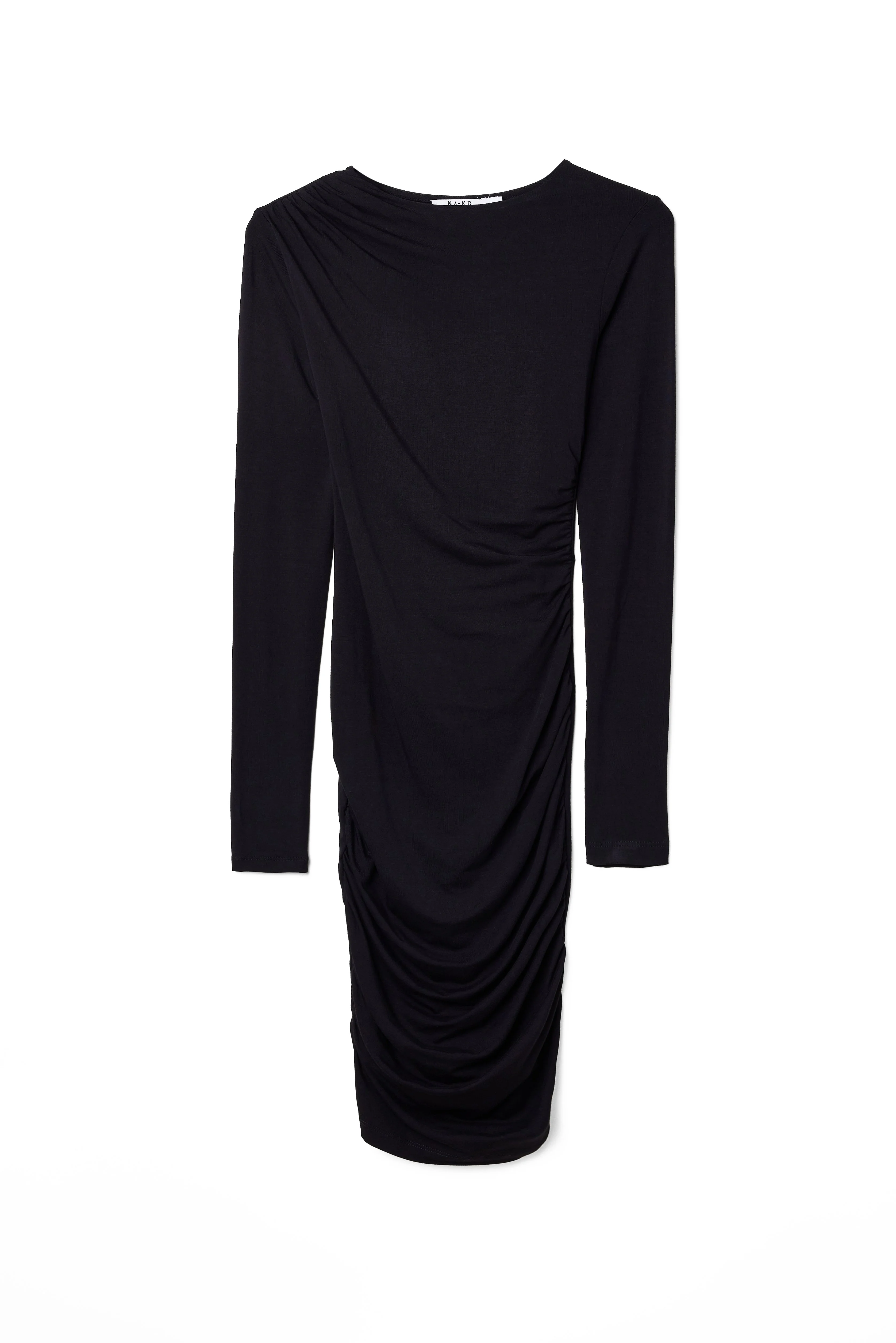 Langärmeliges Kleid mit seitlichen Rüschen