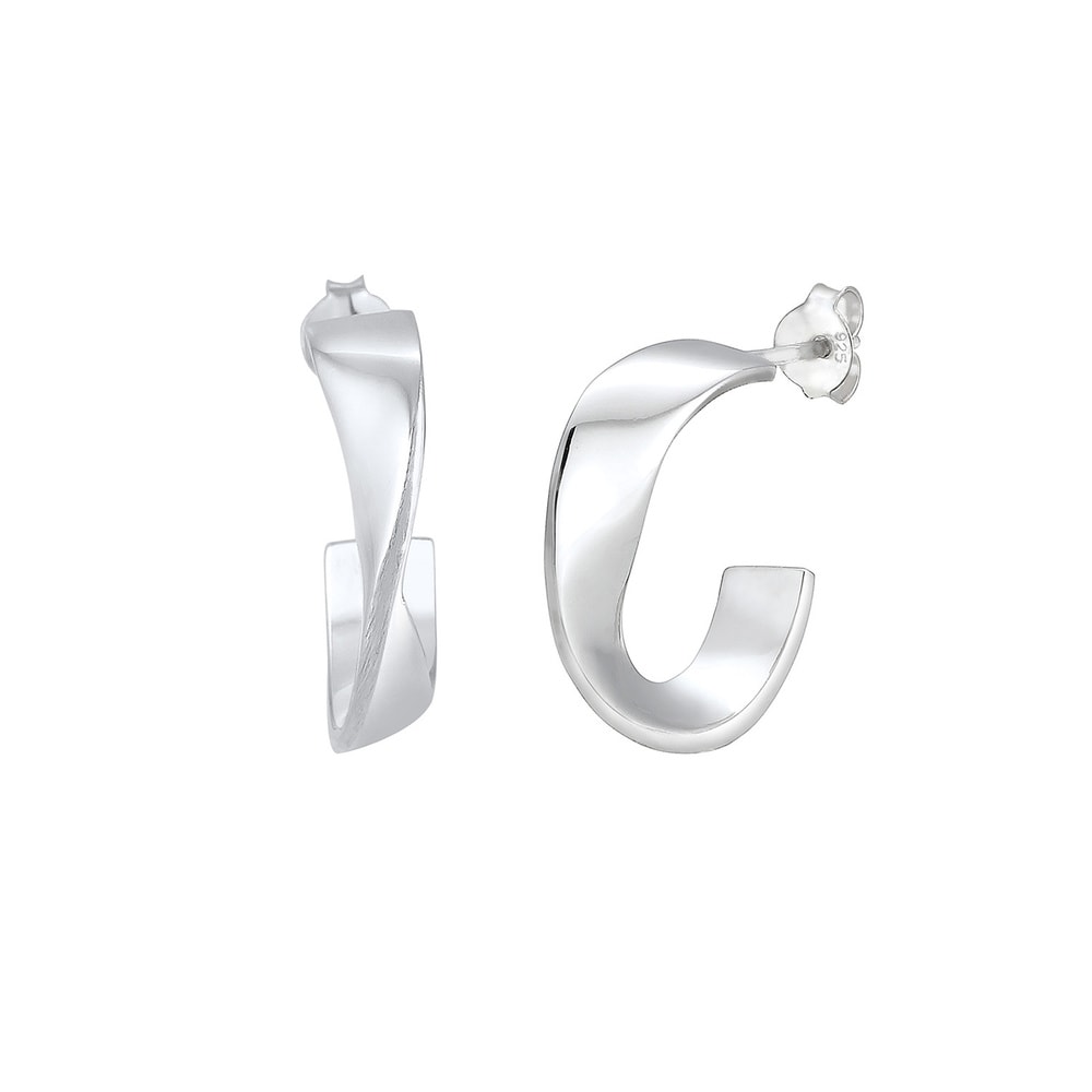 Elli Elli Boucles d'Oreilles Creolen Hänger Basic Geo Gedreht Twist 925 Silber Boucles d'oreilles