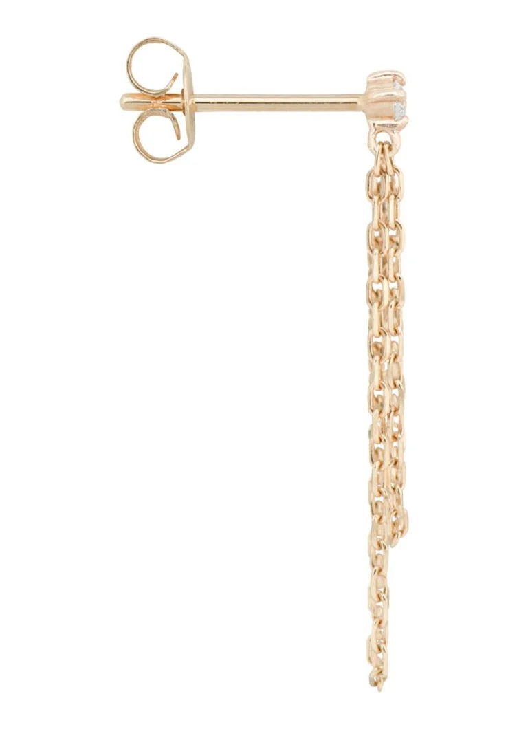 Σκουλαρίκια Anna + Nina Enchanted Chain με μονό σκουλαρίκι και αλυσίδα από κίτρινο χρυσό 14 καρατίων