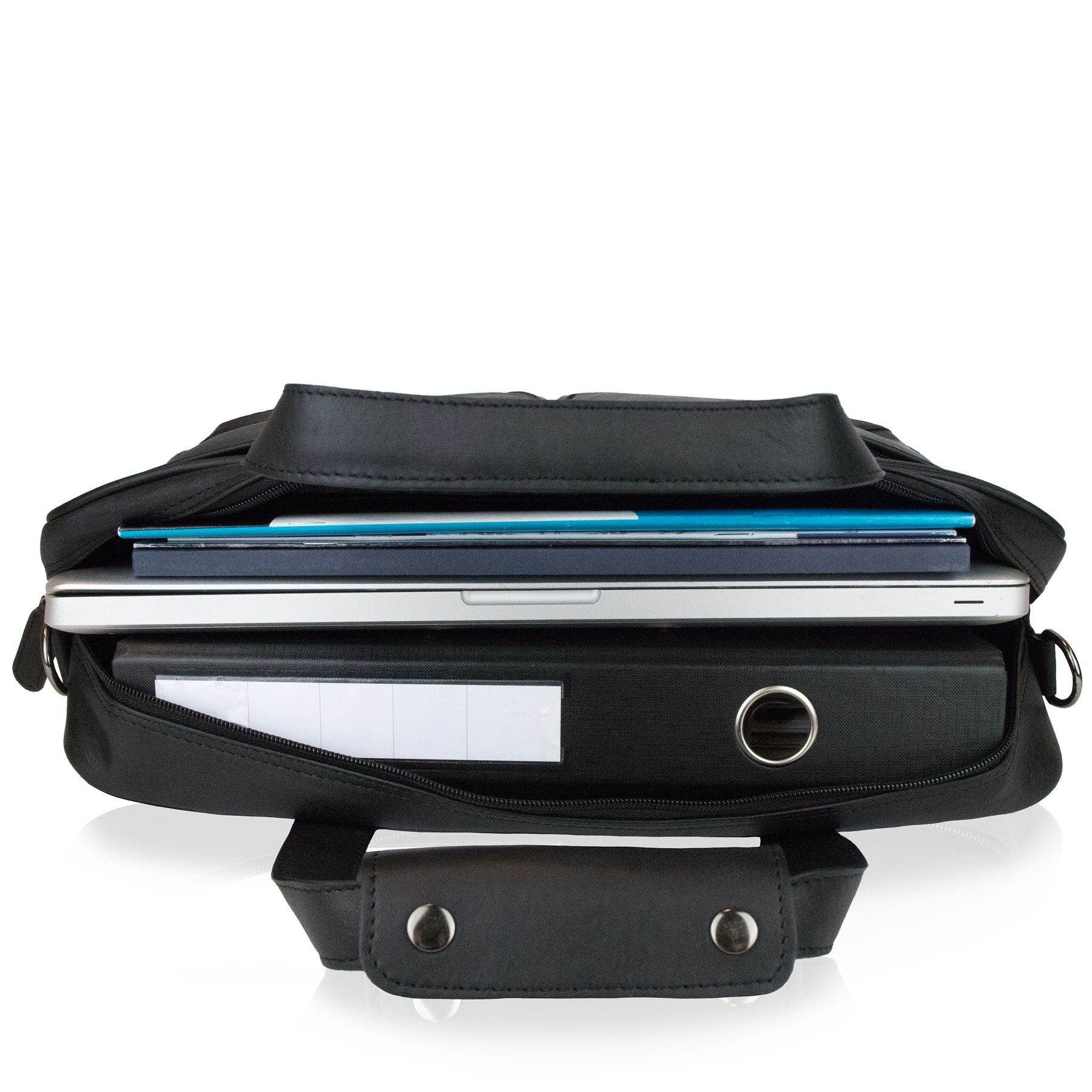 BACCINI Laptoptasche Leder Businesstasche Herren MARCO, Laptoptasche 15,4 Zoll, Aktentasche Echtleder Herren schwarz