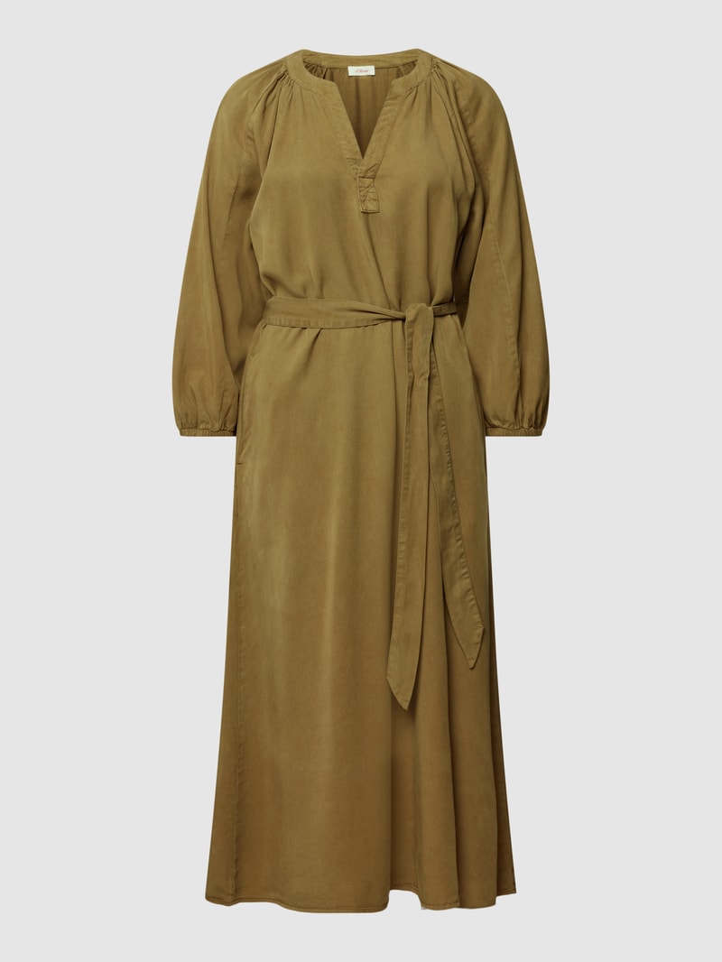 Tunikakleid mit Bindegürtel Modell 'Tencel' in khaki