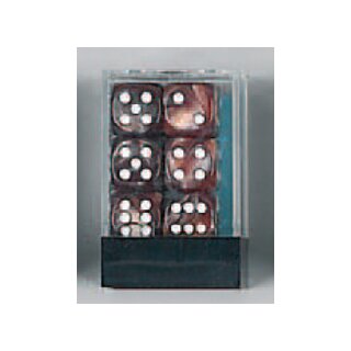 Koplow Würfel - Marble: Deluxe braun/weiß (12er-Set in Acrylbox)