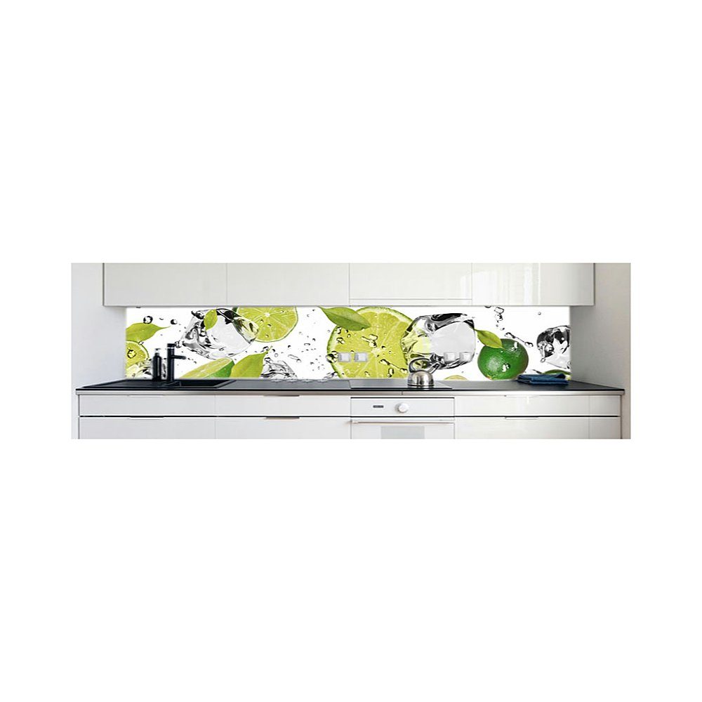 DRUCK-EXPERT Küchenrückwand Küchenrückwand Limetten Eiswasser Premium Hart-PVC 0,4 mm selbstklebend