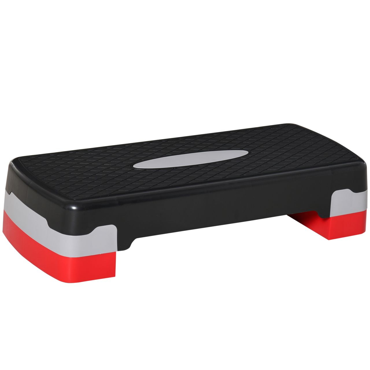 HOMCOM Steppbrett Aerobic Fitness Heimtrainer Stepper 2-stufig höhenverstellbar(10/15 cm) geeignet für den Heim und Bürogebrauch Schwarz Grau Rot 68 x 29 x 15 cm
