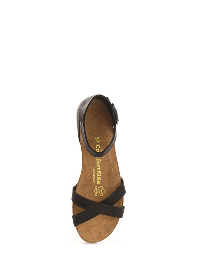 Comfortfusse Leder-Sandalen in Schwarz günstig kaufen