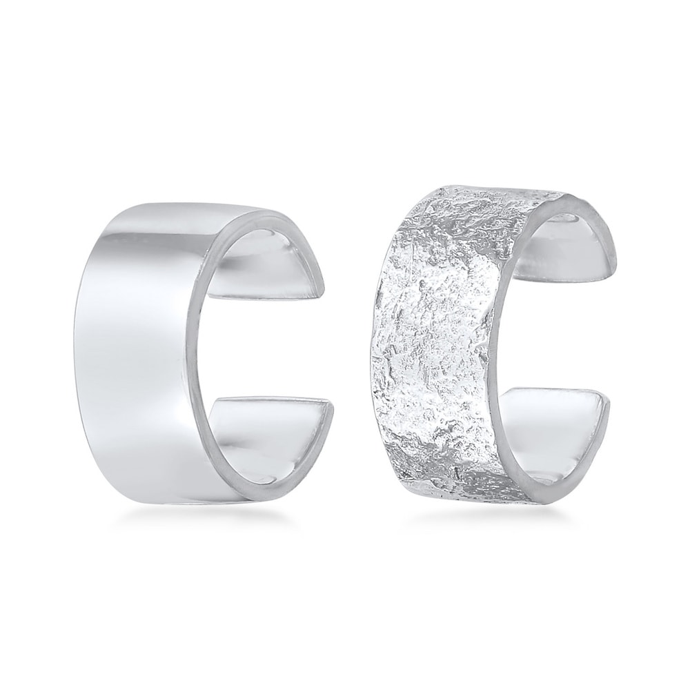 Elli Elli Boucles d'Oreilles Femmes Set Earcuff Basique Martelé en argent sterling 925 Boucles d'oreilles