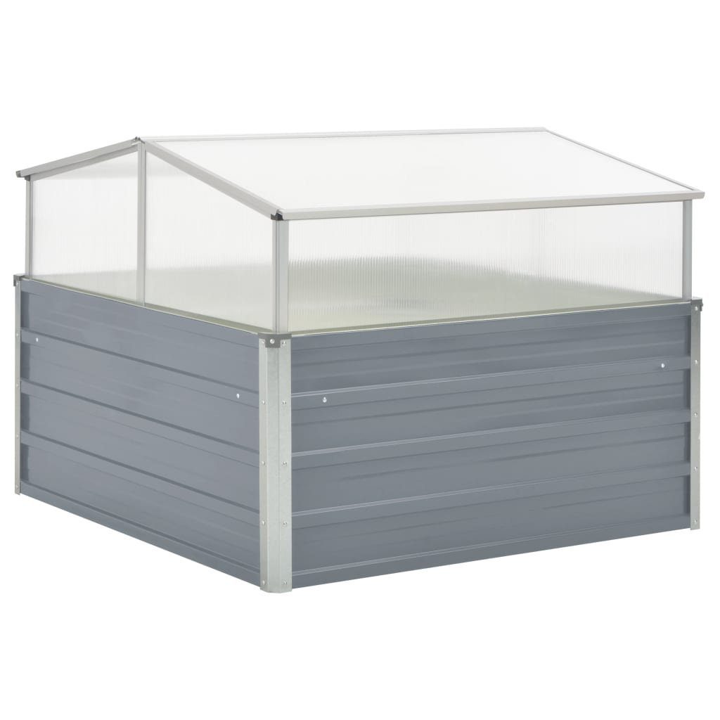 vidaXL Blumentopf Gewächshaus Grau Verzinkter Stahl 100×100×85 cm (1 St)