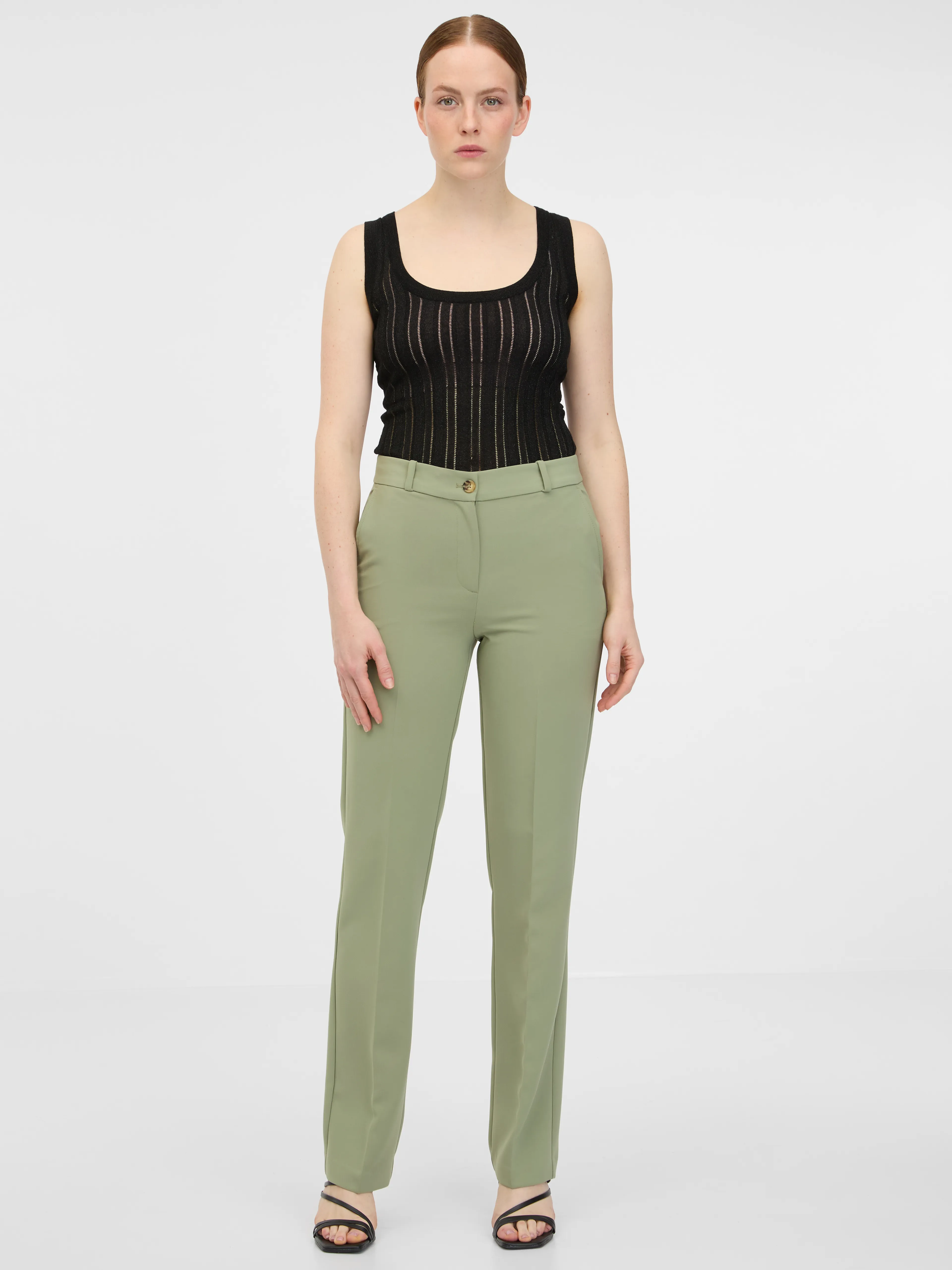 Khakifarbene Damen-Straight-Hose ORSAY