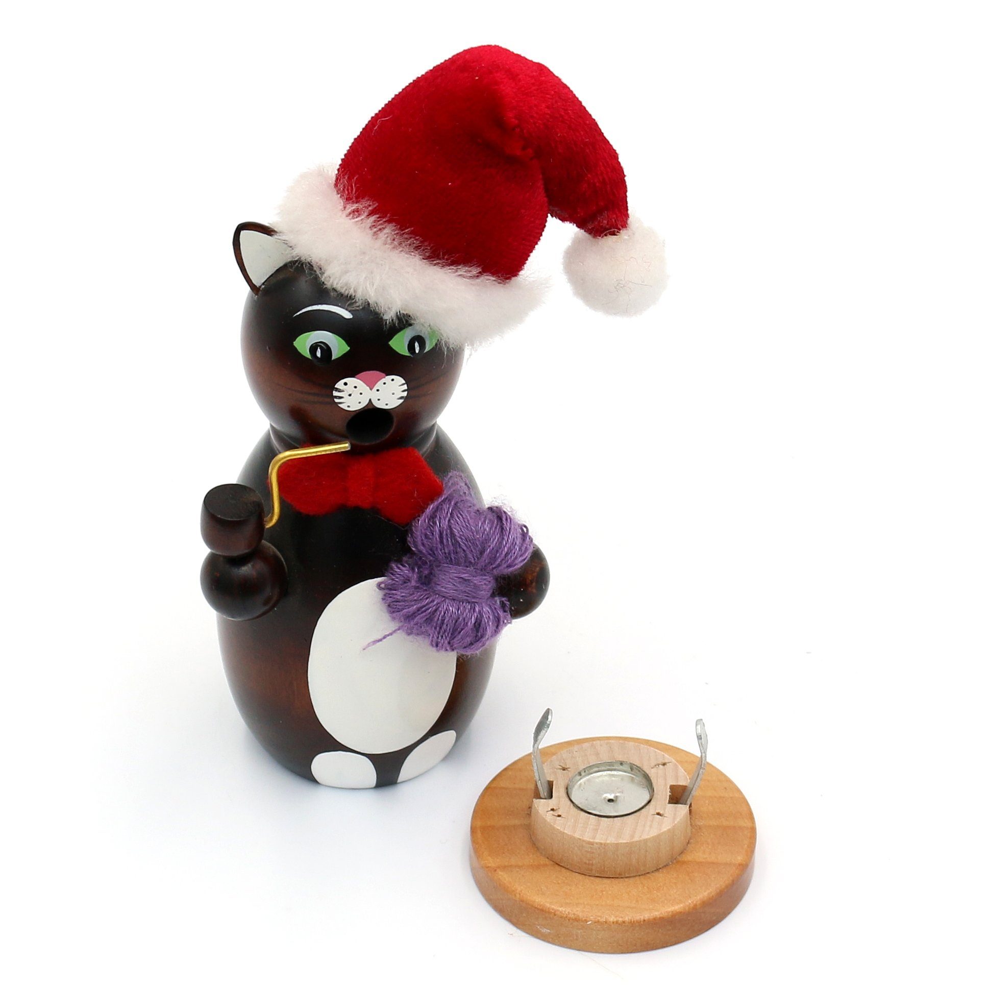 Dekohelden24 Räuchermännchen Holz-Räuchermann Katze, in schwarz, ca. 13 cm, (1 St)