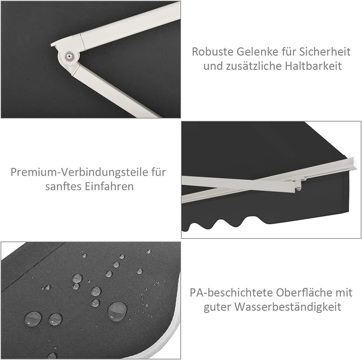 KOMFOTTEU Markise Sonnenschutz mit Einstellbarem Winkel (2,5x2m)