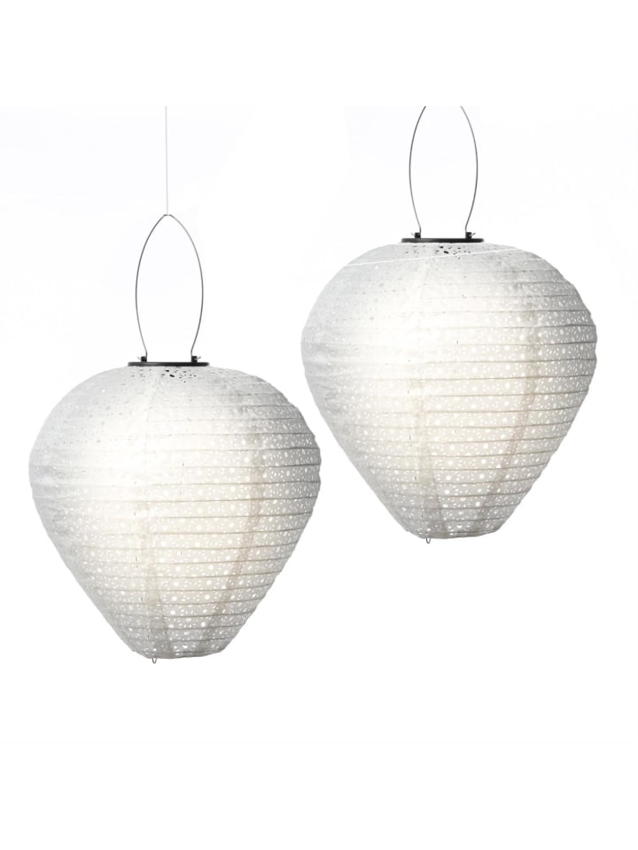 MARELIDA 2x LED Solar Lampion Ballon mit Blumenmuster D: 30cm in weiß günstig kaufen onesize