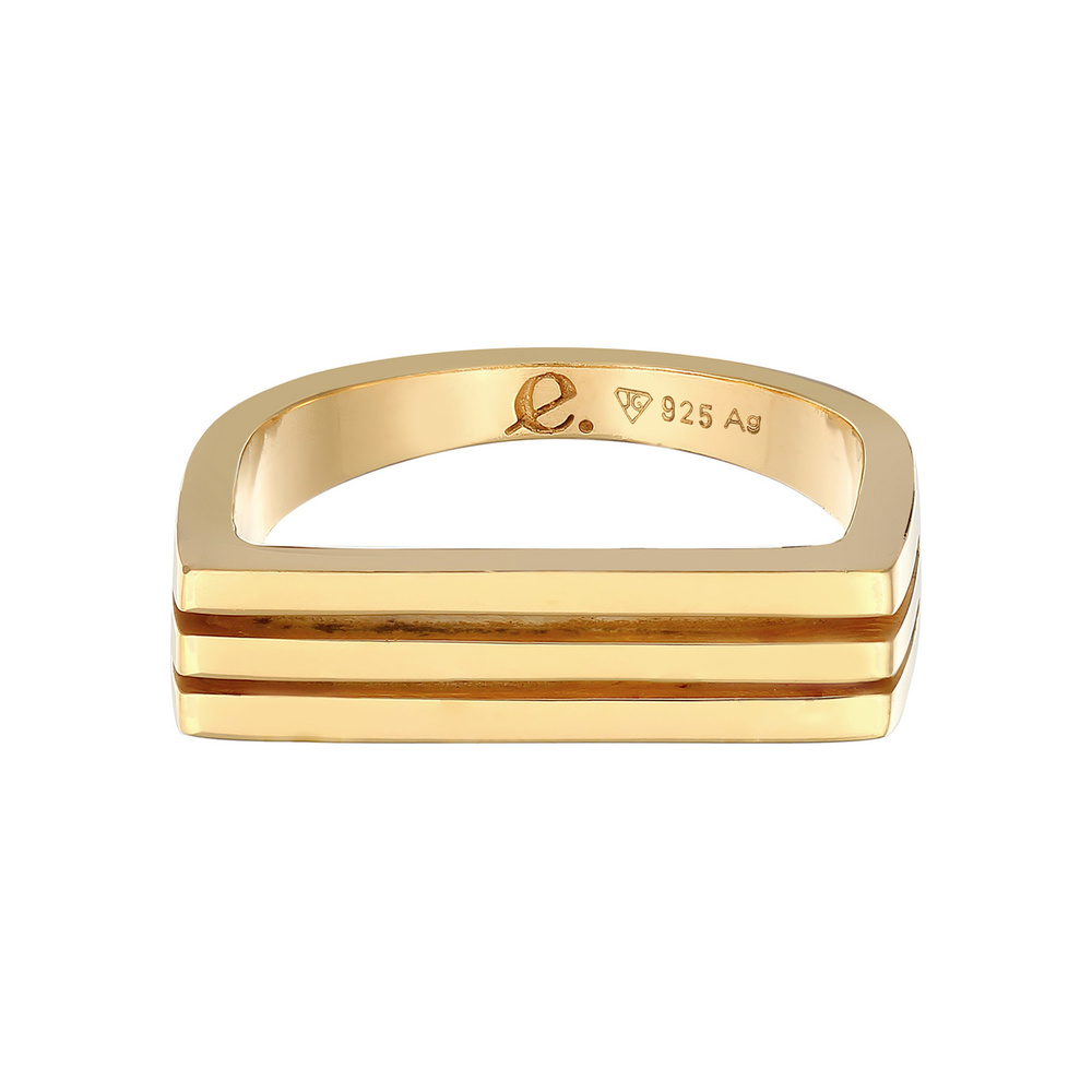 Elli PREMIUM Elli PREMIUM Bague Femmes Sceau Rectangle Rainures en Argent Sterling 925 Rhodié Bague