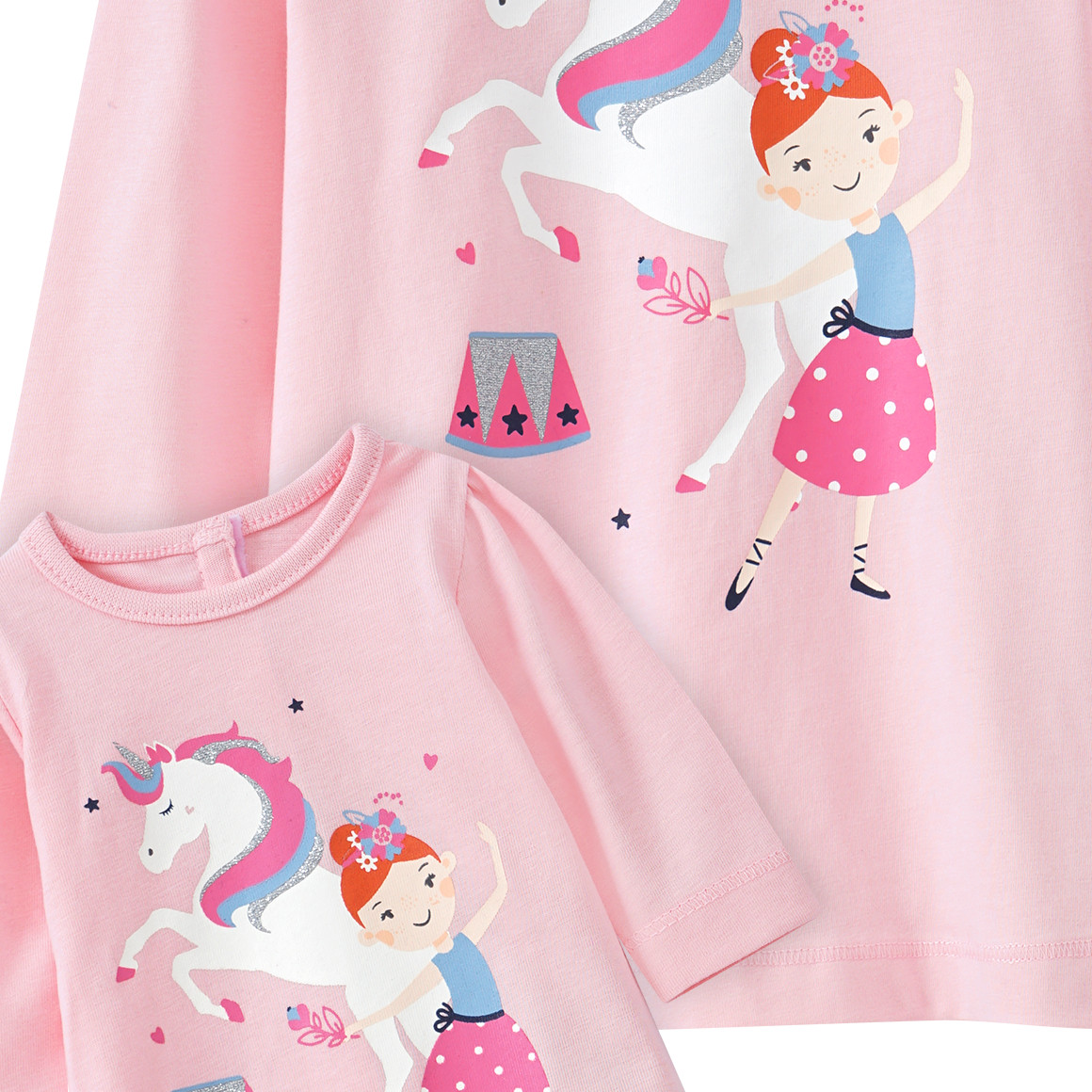 Mädchen Langarmshirt mit Puppenshirt im Set