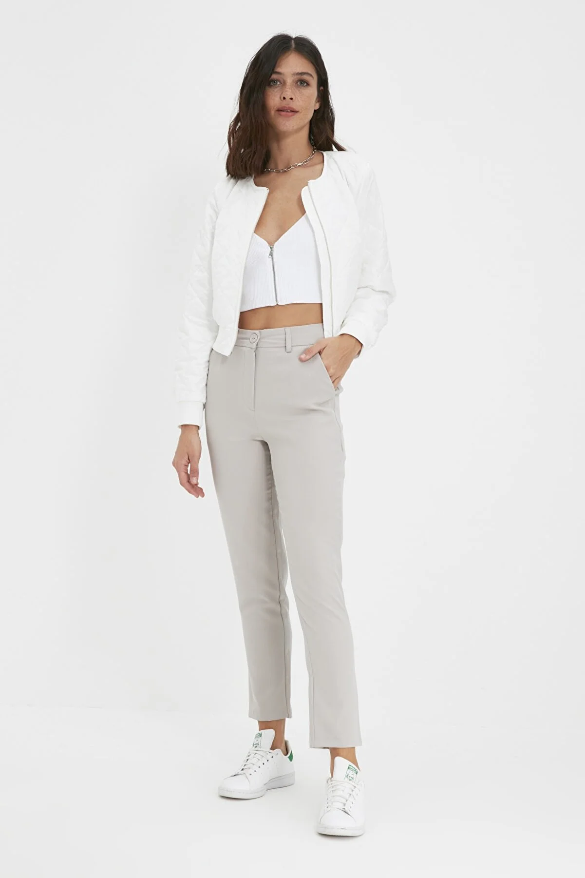 Trendyol Collection  Graue Basic-Zigaretten-Webhose TWOSS19ST0038