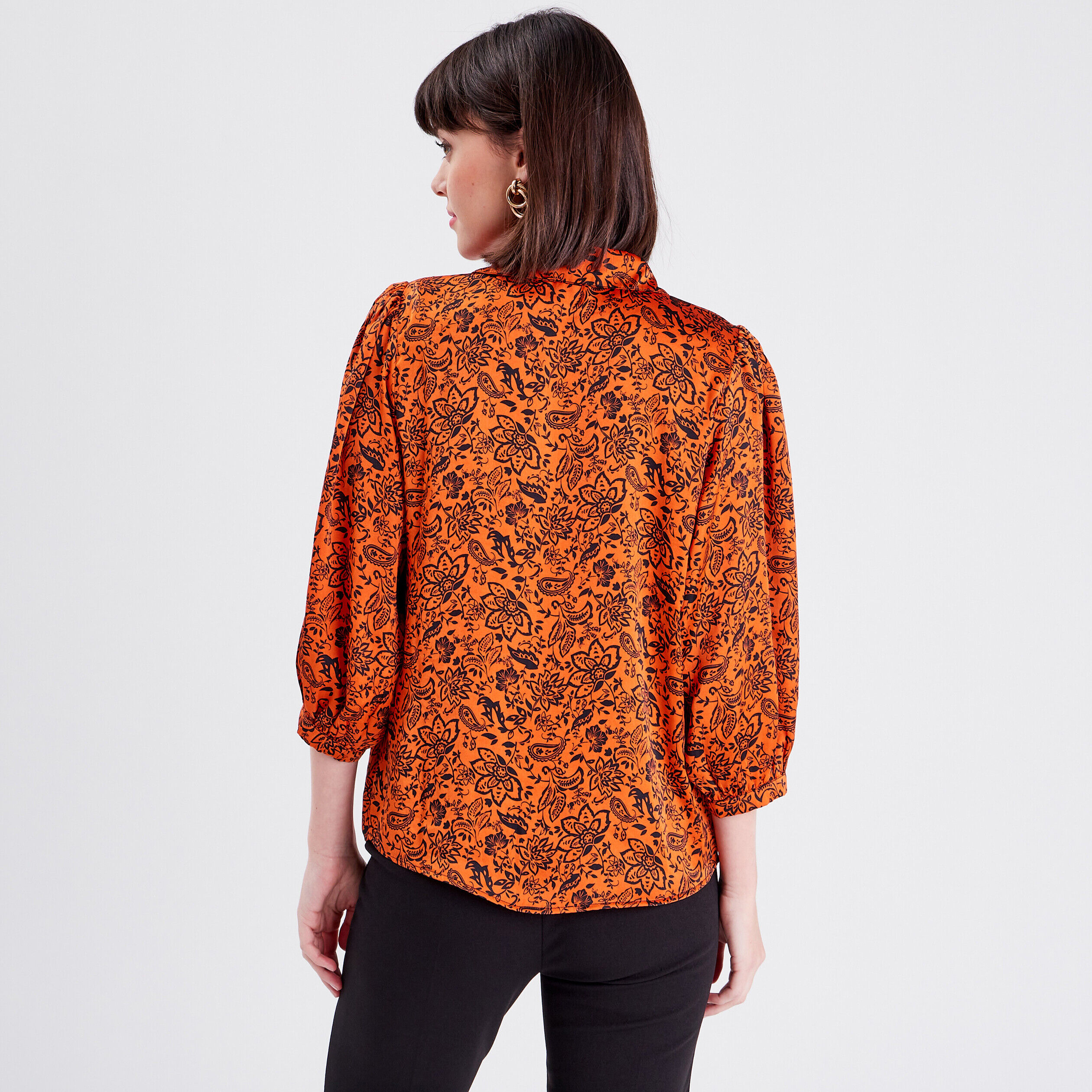 Chemise manches 3/4 noir femme | Cache Cache