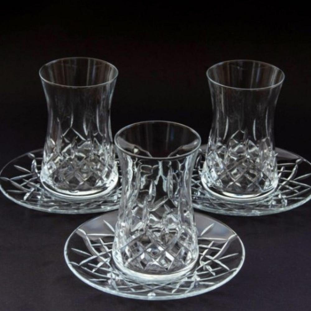 Pasabahce Gläser-Set Timeless, Glas, Teeglas Set 12 Teilig mit Untertassen