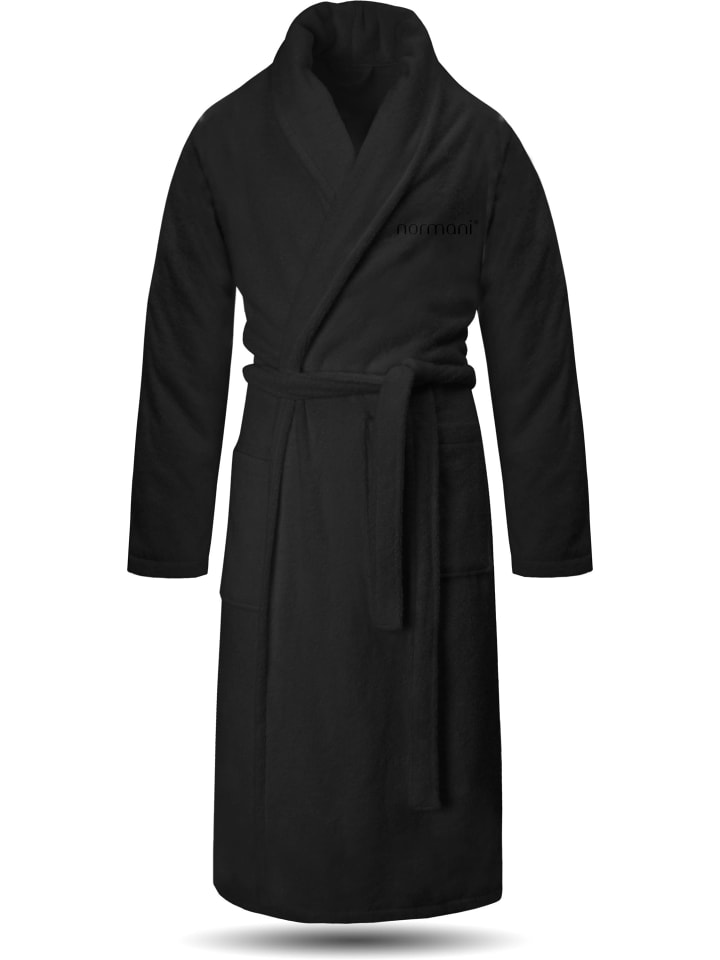 normani Unisex Premium Bademantel Sivas in Schwarz günstig kaufen