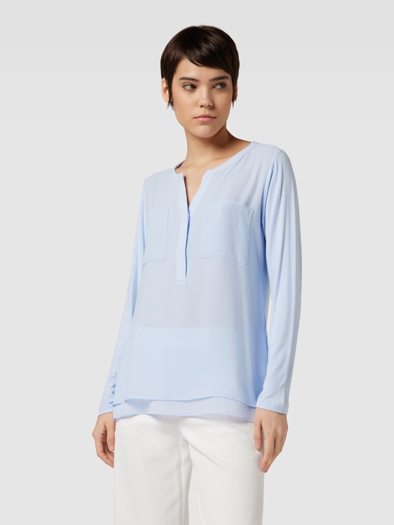 Bluse mit Brustleistentaschen in bleu