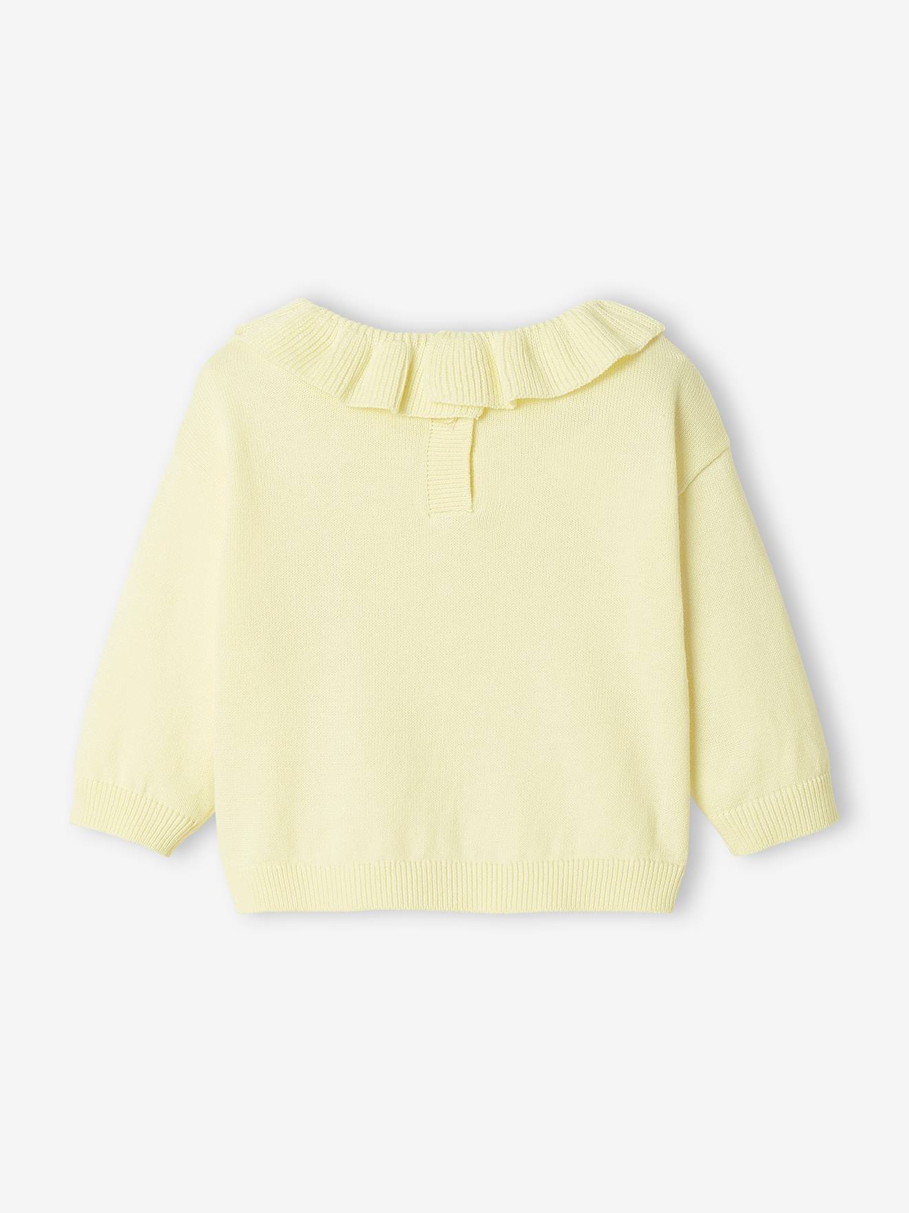 Pull avec collerette bébé jaune pastel