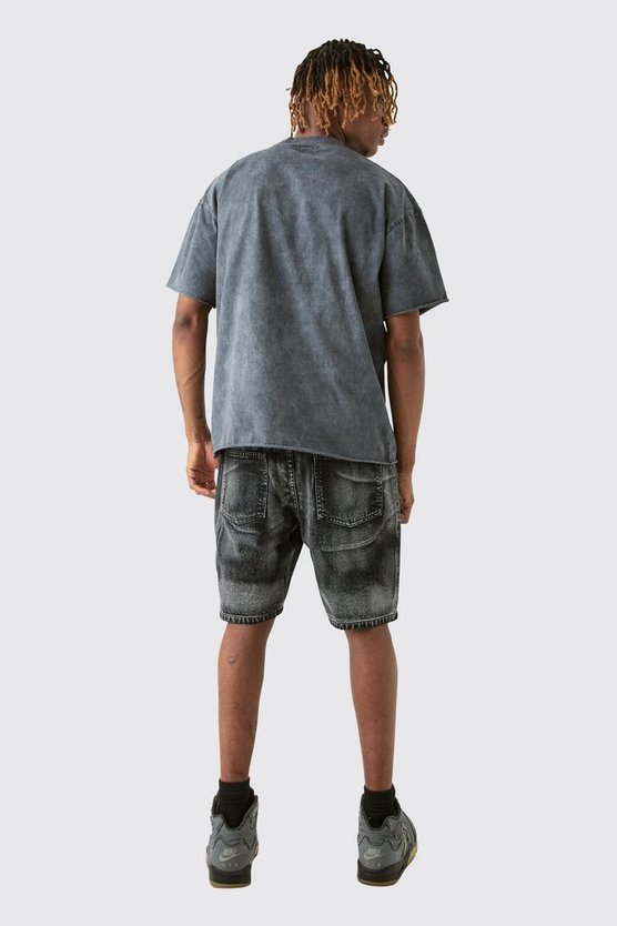Tall gerade Shorts mit Acid-Effekt