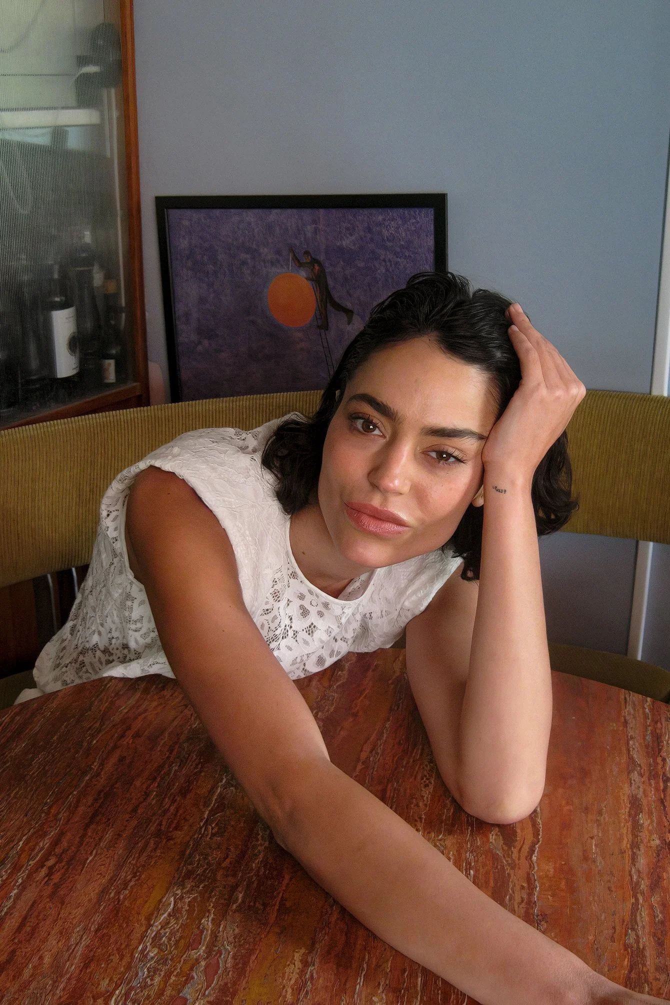 Sharp Shoulder Lace Top